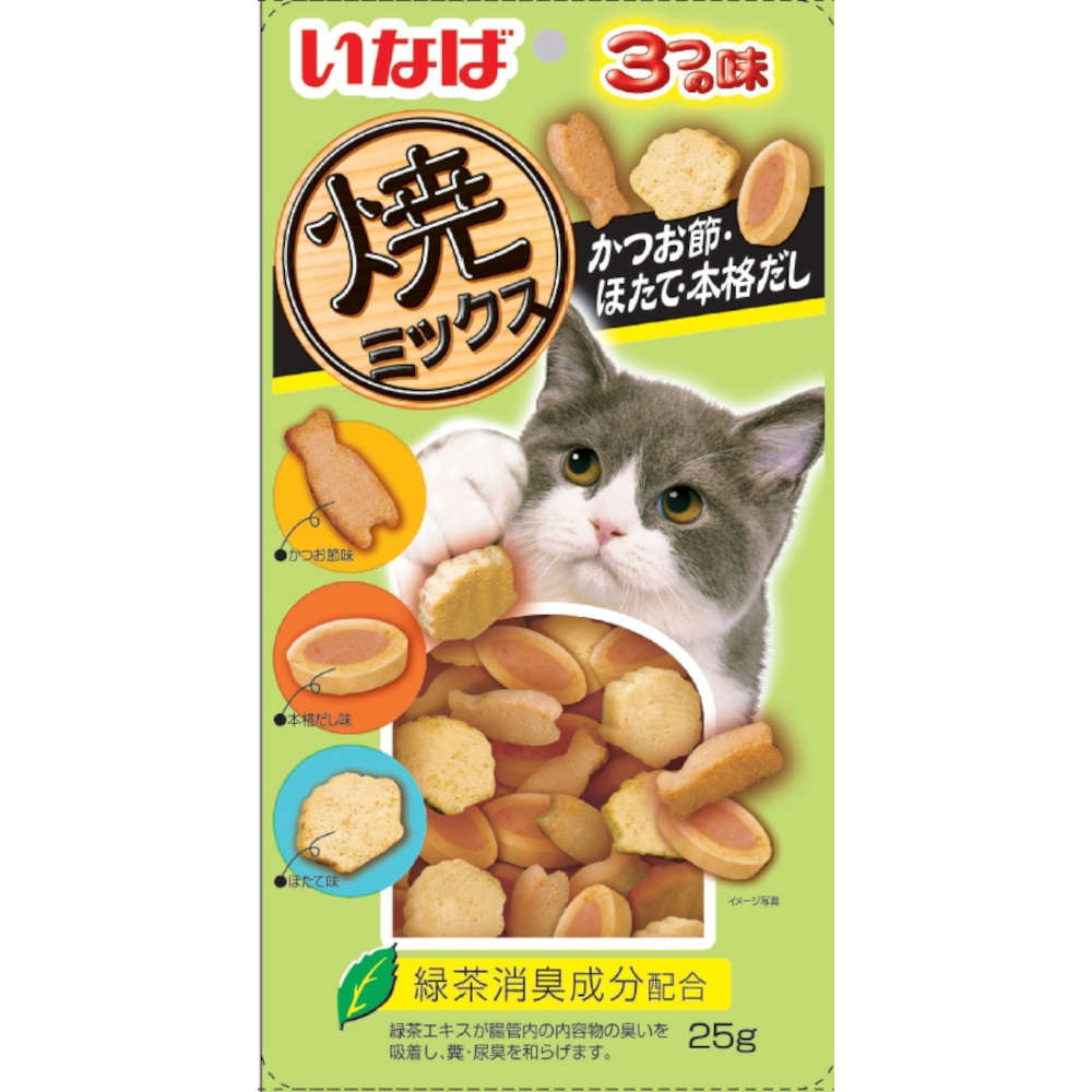"4 FOR $14: Ciao Soft Bits Mix Chicken Fillet & Tuna, Dried Bonito Scallop Flavor Cat Treats 25g"