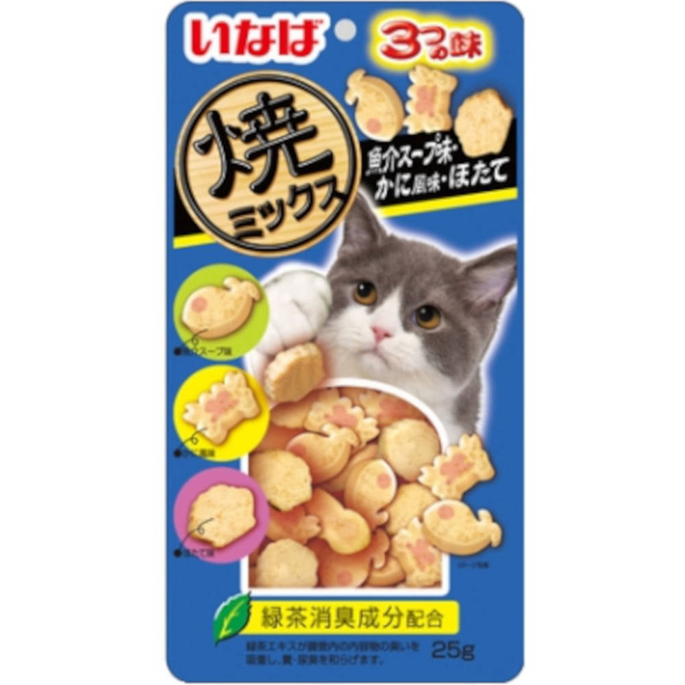 "4 FOR $14: Ciao Soft Bits Mix Tuna & Chicken Fillet with Dried Bonito, Seafood & Crab Flavor Cat Treats 25g"