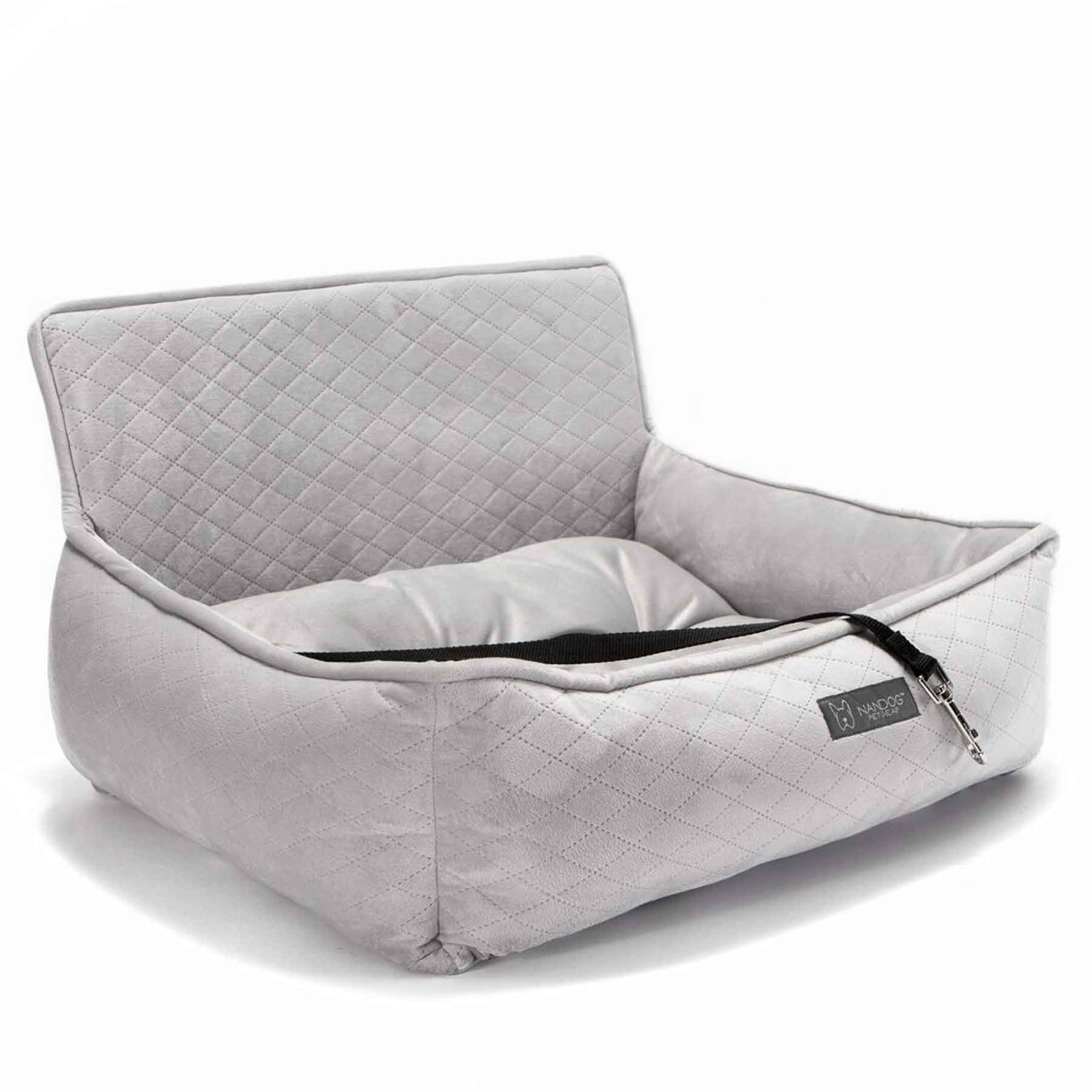 Nandog Luxe Dog Car Seat (Plush Light Grey)