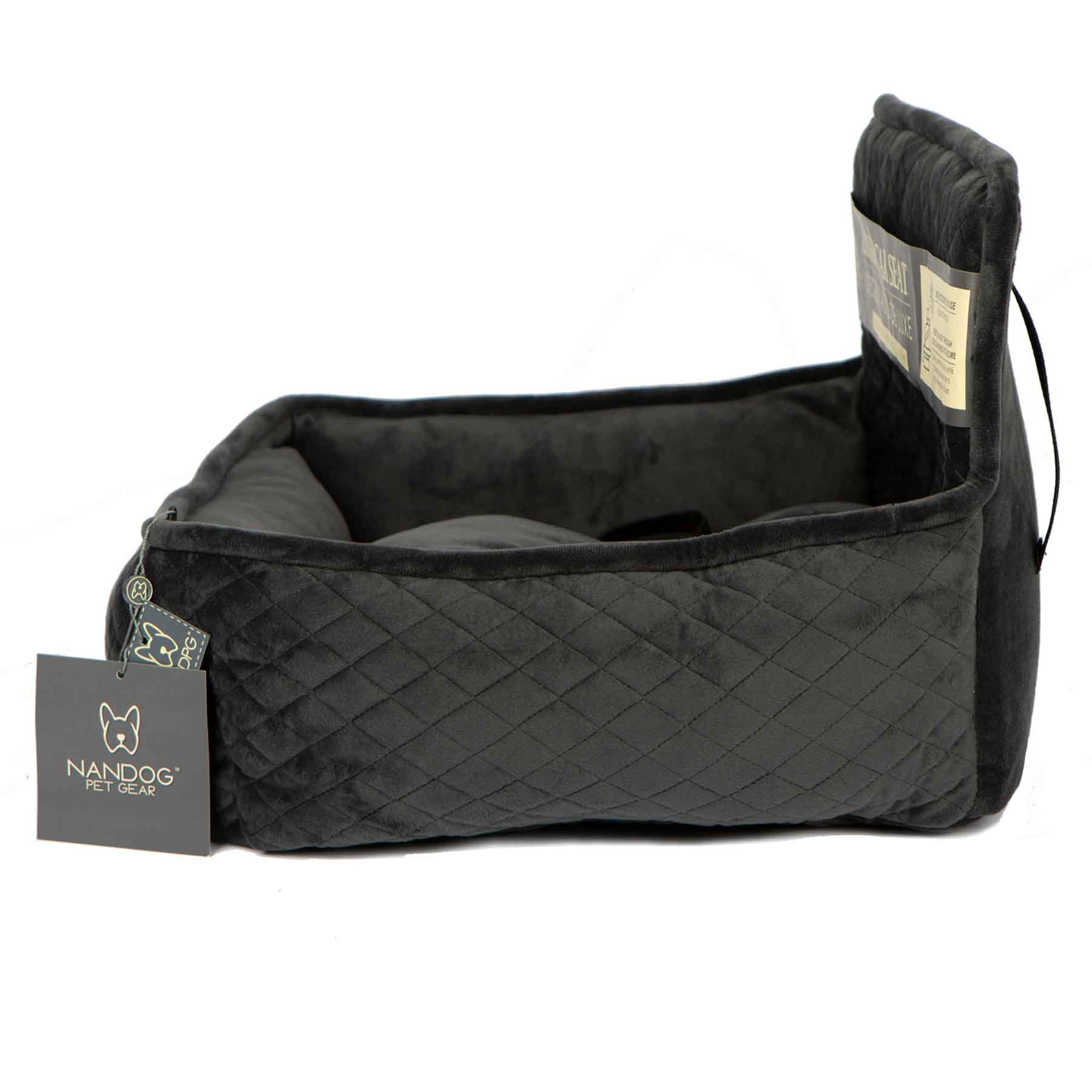 Nandog Luxe Dog Car Seat (Plush Dark Grey)