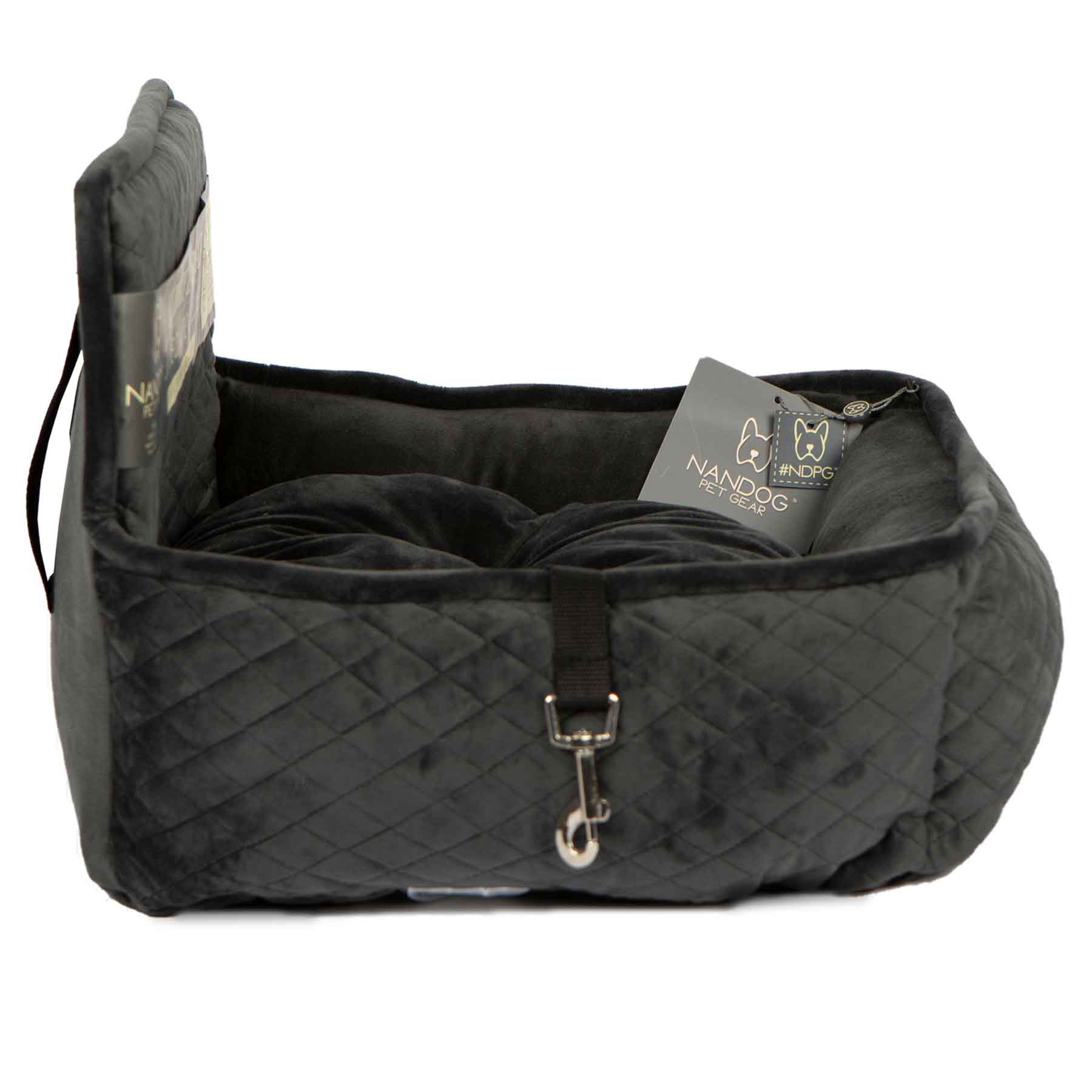 Nandog Luxe Dog Car Seat (Plush Dark Grey)