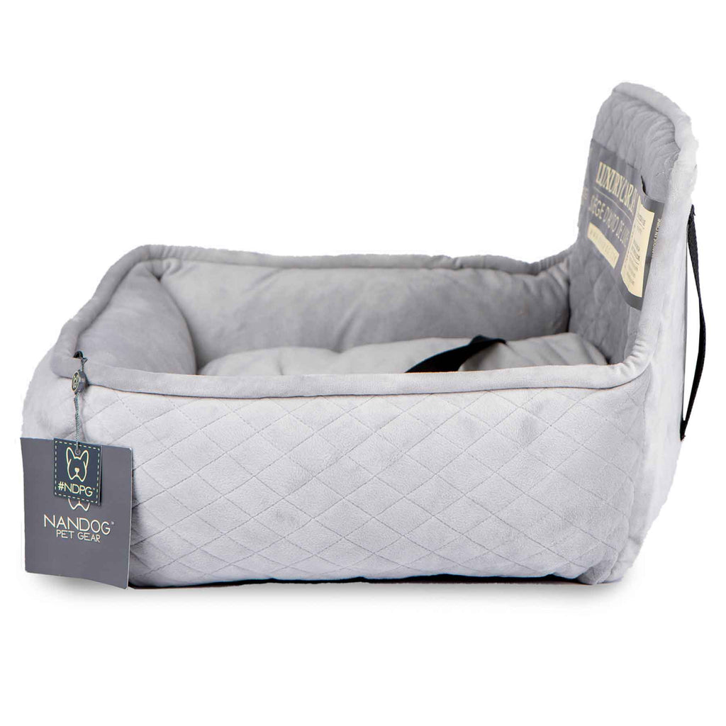 Nandog Luxe Dog Car Seat (Plush Light Grey)