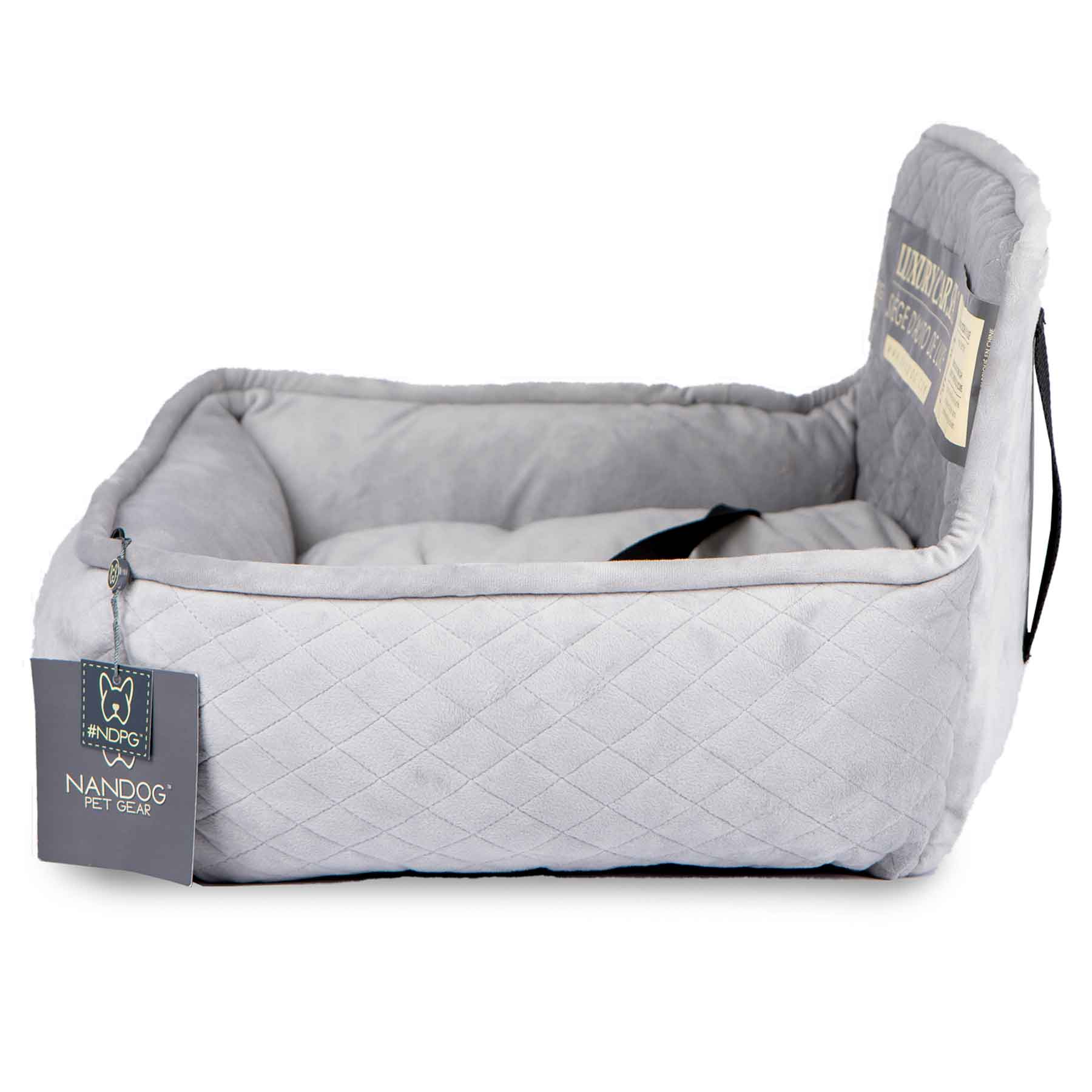 Nandog Luxe Dog Car Seat (Plush Light Grey)