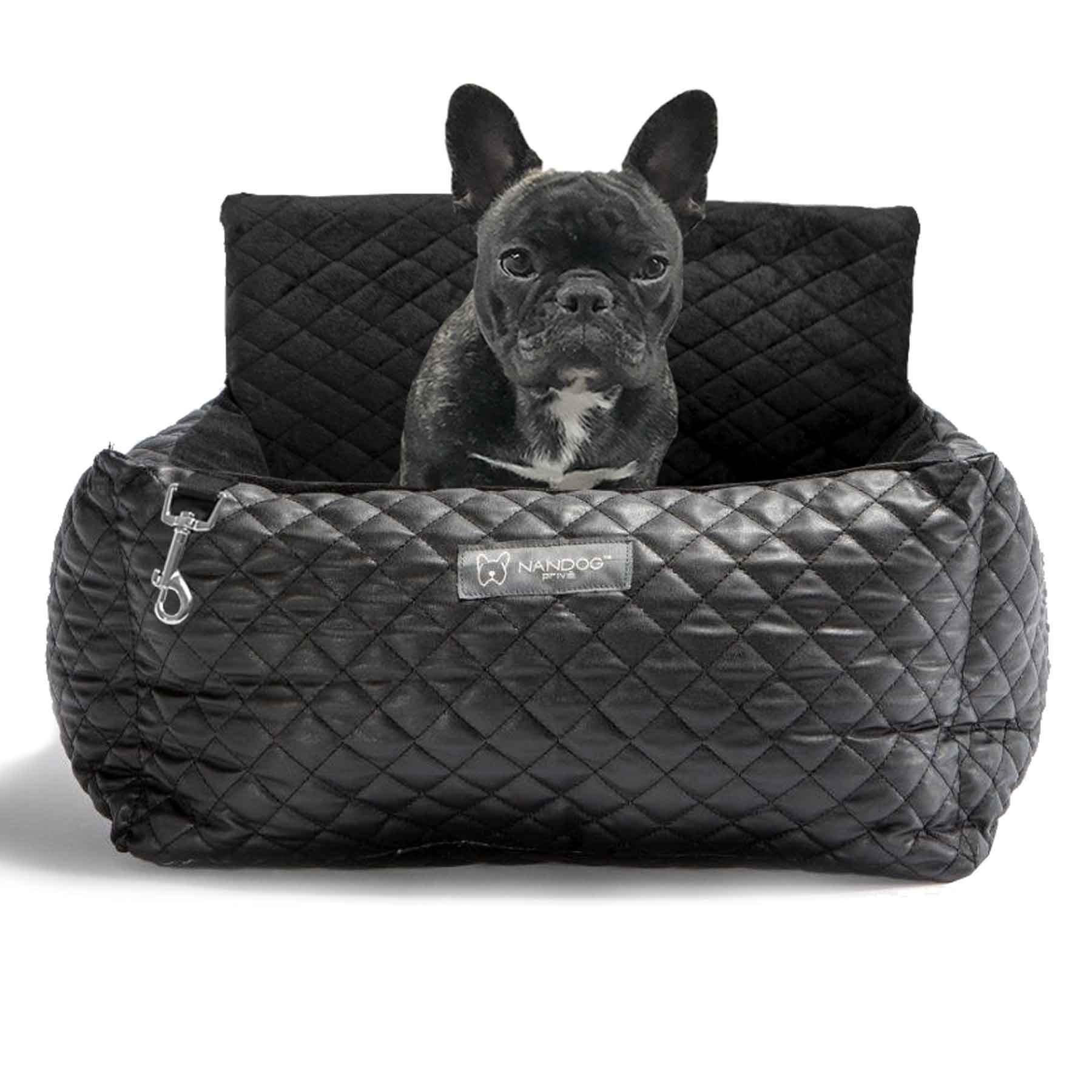 Nandog Luxe Dog Car Seat (Black Vegan Leather)