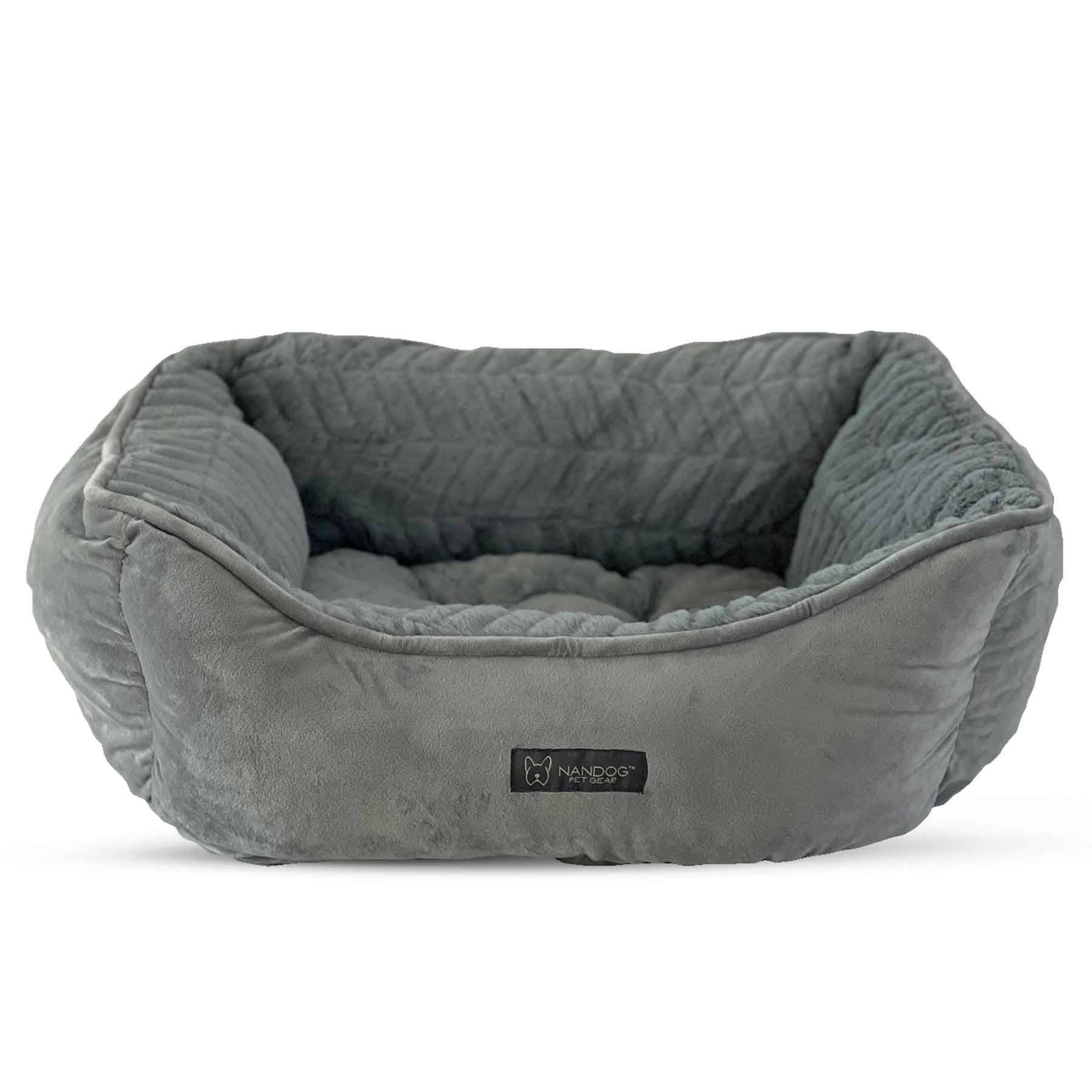 Nandog Luxe Cloud Reversible Bed For Cats & Dogs (Chevron Grey) - Kohepets