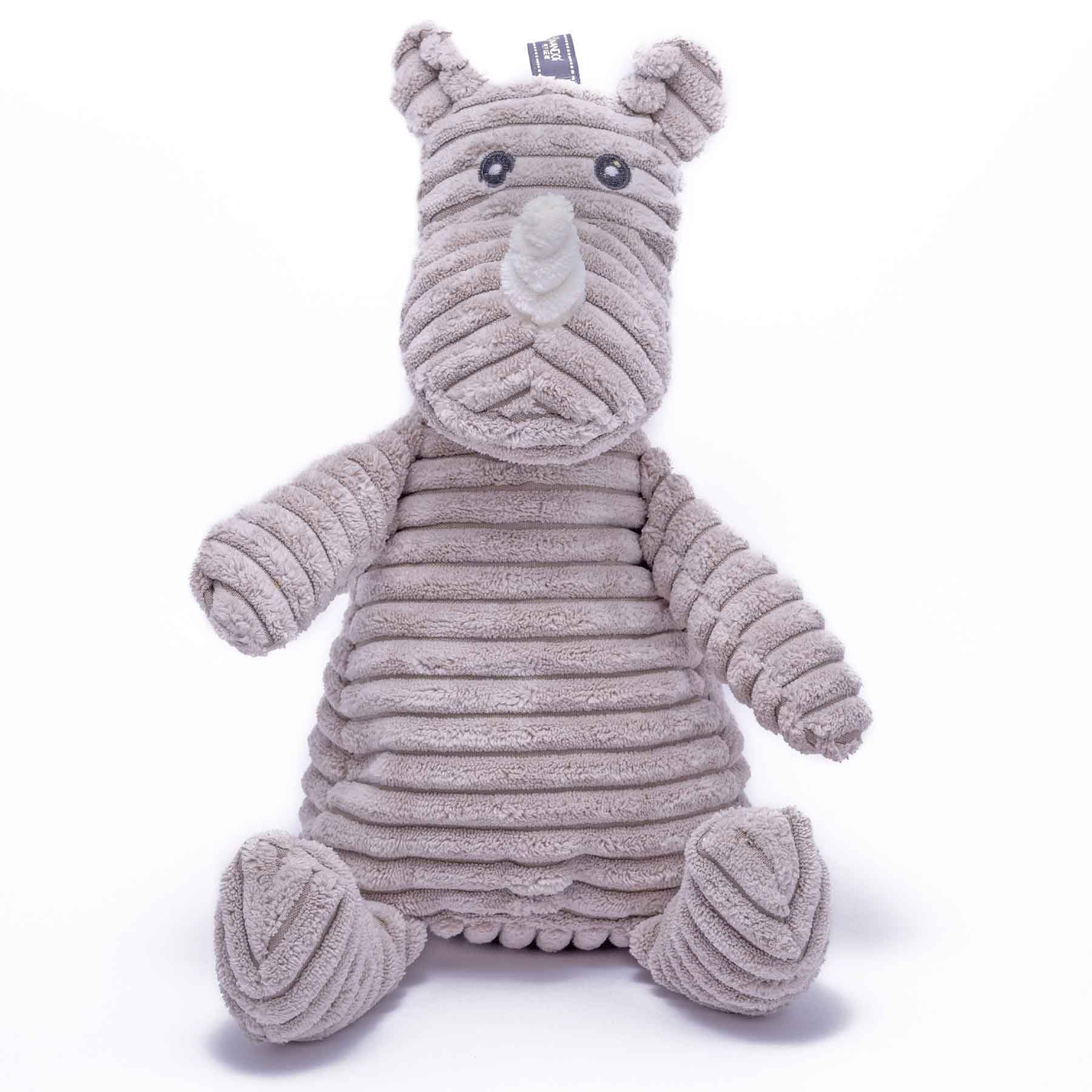Nandog My BFF Rhino Corduroy Squeaker Plush Dog Toy